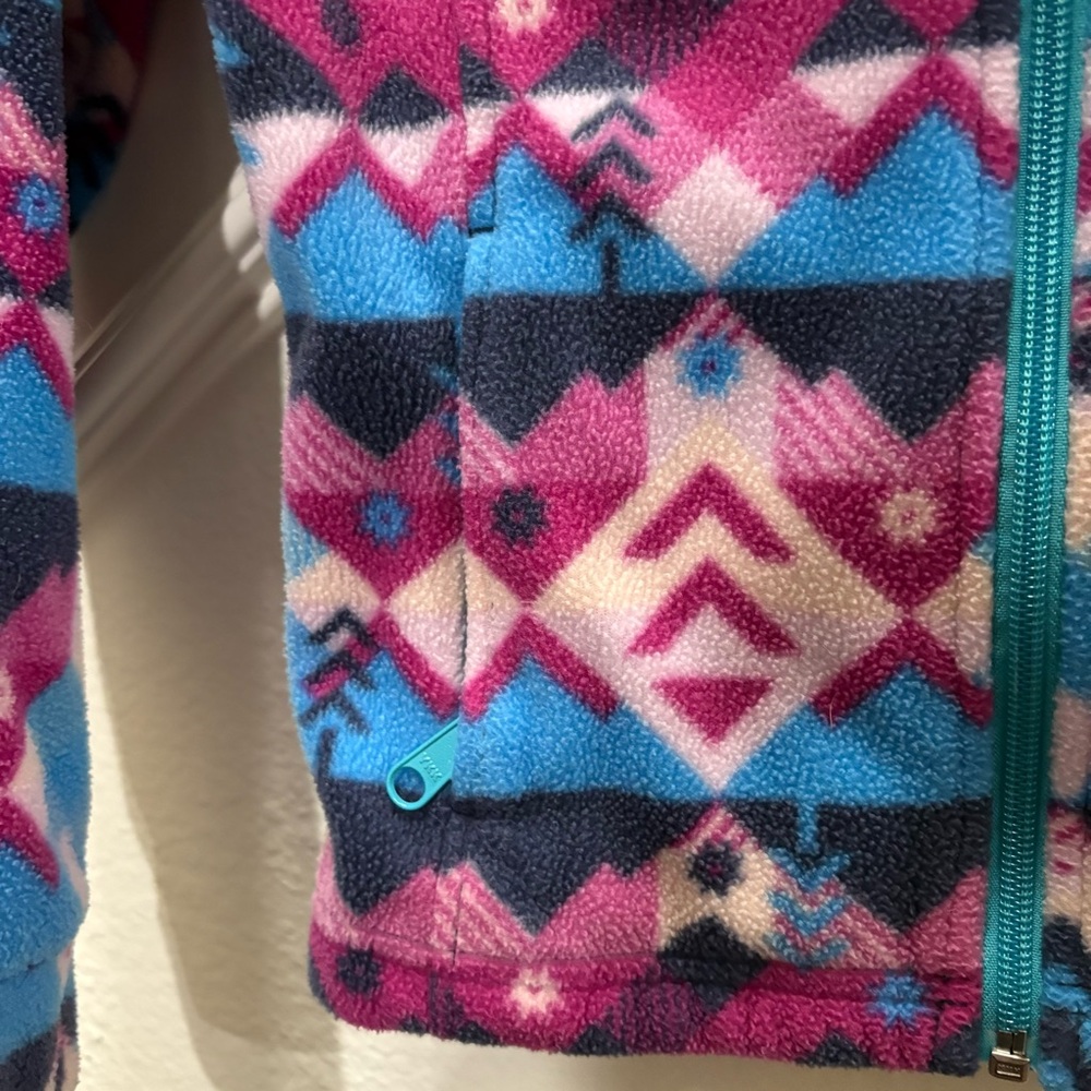 Columbia Fleece Aztec Pattern Zip Up Jacket - Picture 5 of 6